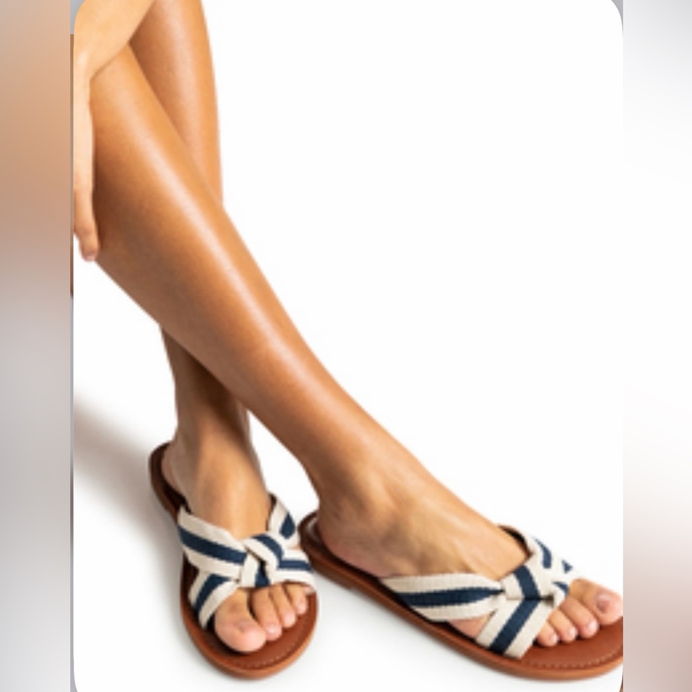 Roxy Striped Knot Slide Sandals - Navy & White New with Tag - Never worn before